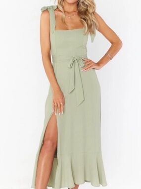 Show Me Your MuMu Claire Midi Dress - Sage Chiffon